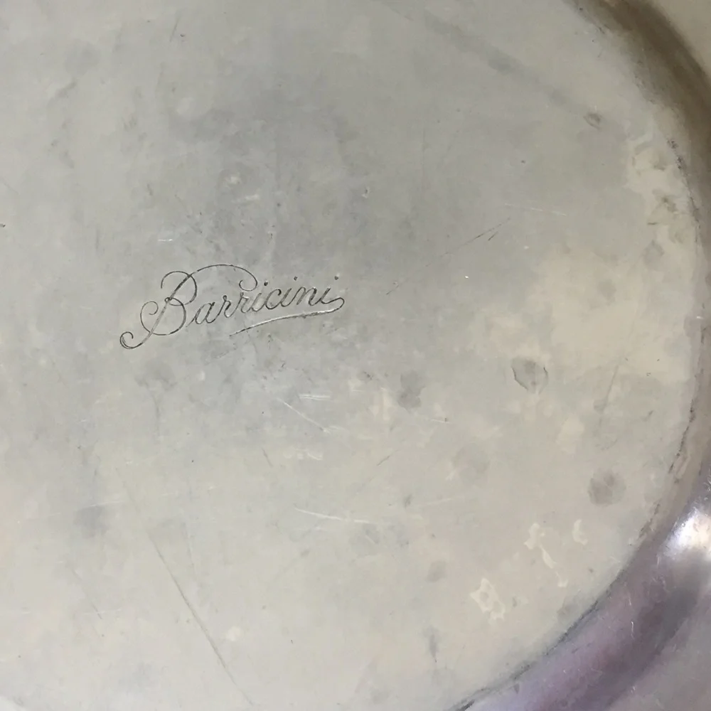 BARRICINI FLORAL & LEAF ETCHED W/SCALLOP EDGE  ROUND TRAY CIRCA 1950 …